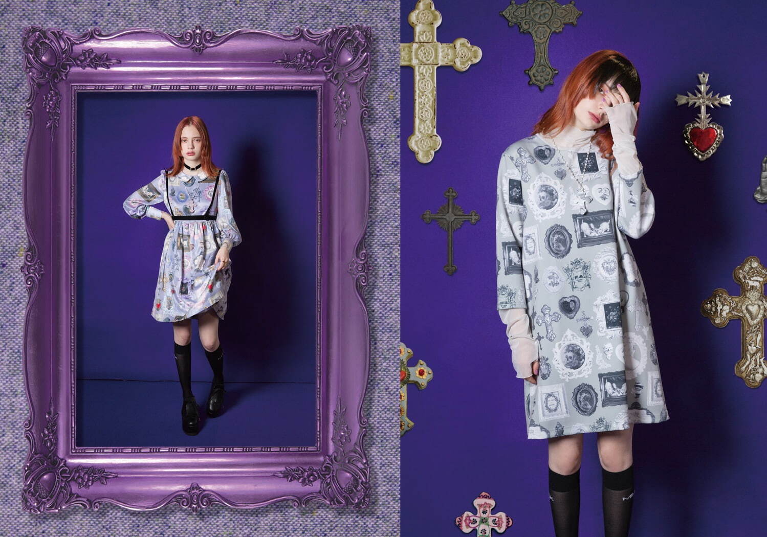 ミルク新作“アンティークな絵画＆十字架プリント”のワンピやミニ