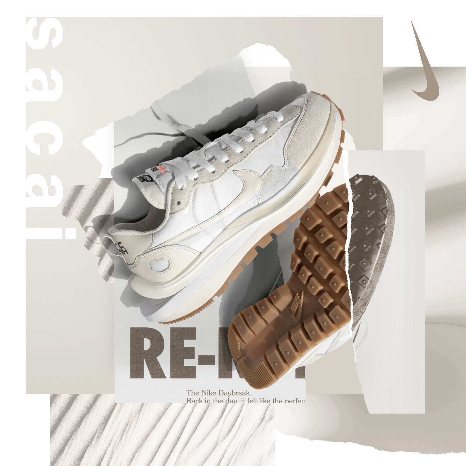 ナイキ×sacaiのスニーカー「ヴェイパーワッフル」オールブラック