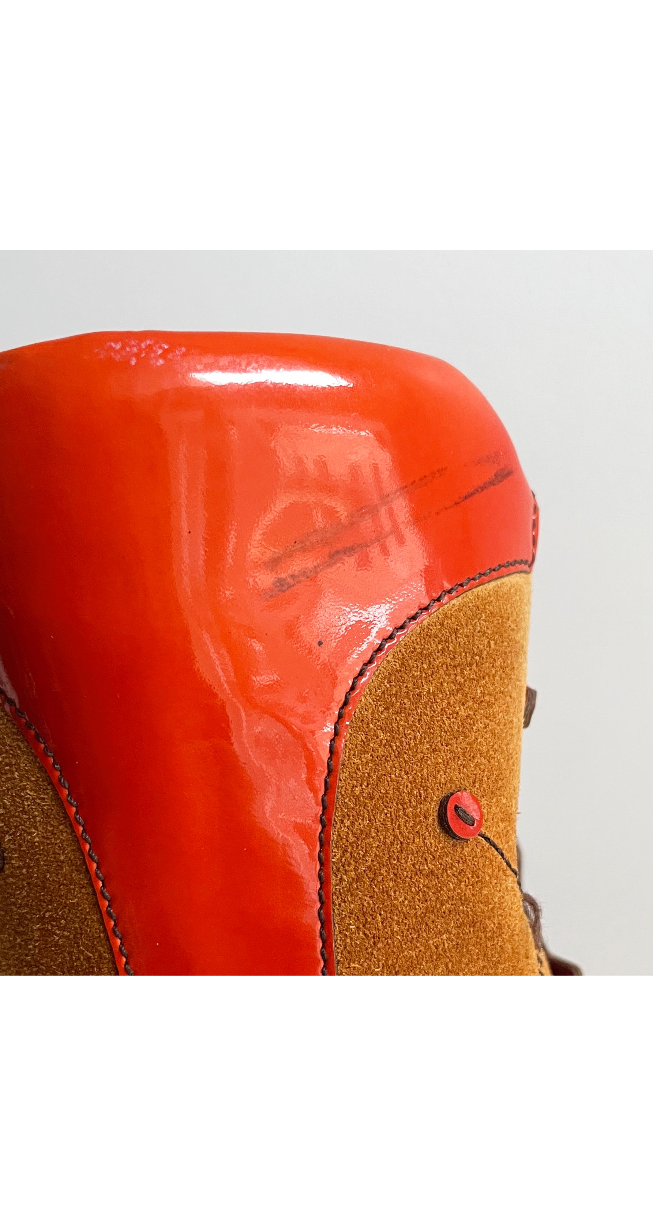 Prada 1999 F/W Autumnal Bug & Leaf Applique Suede Boots