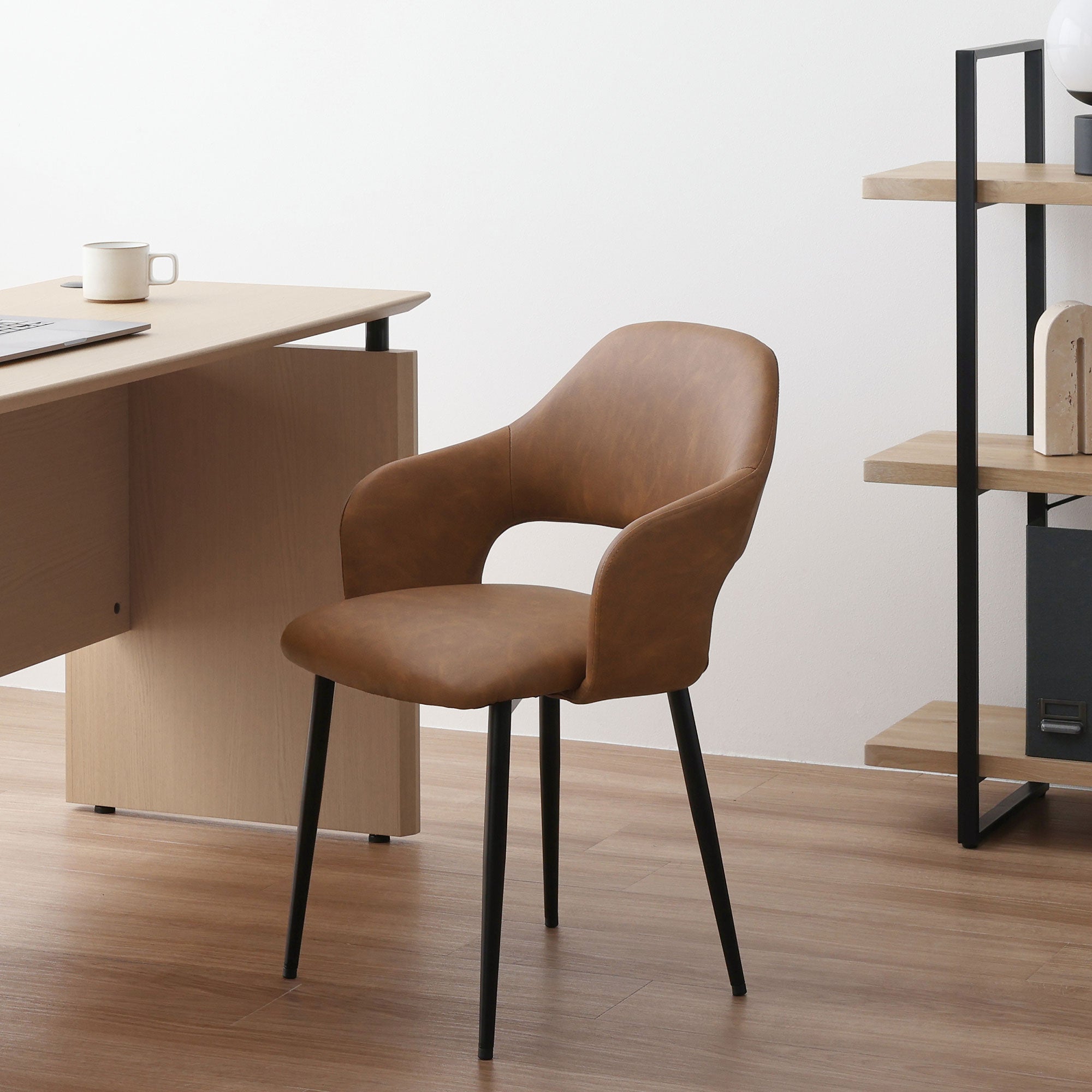 あす着]ダイニングチェア 曲線 カーブ PUレザー スチール フェイク