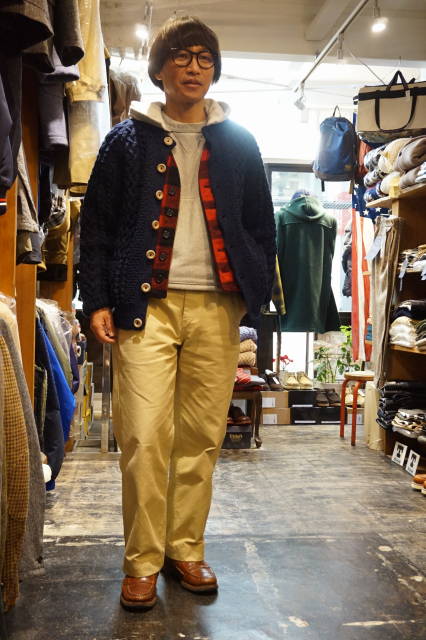 INVERALLAN』（インバーアラン） クルーネック アランカーディガン 4A