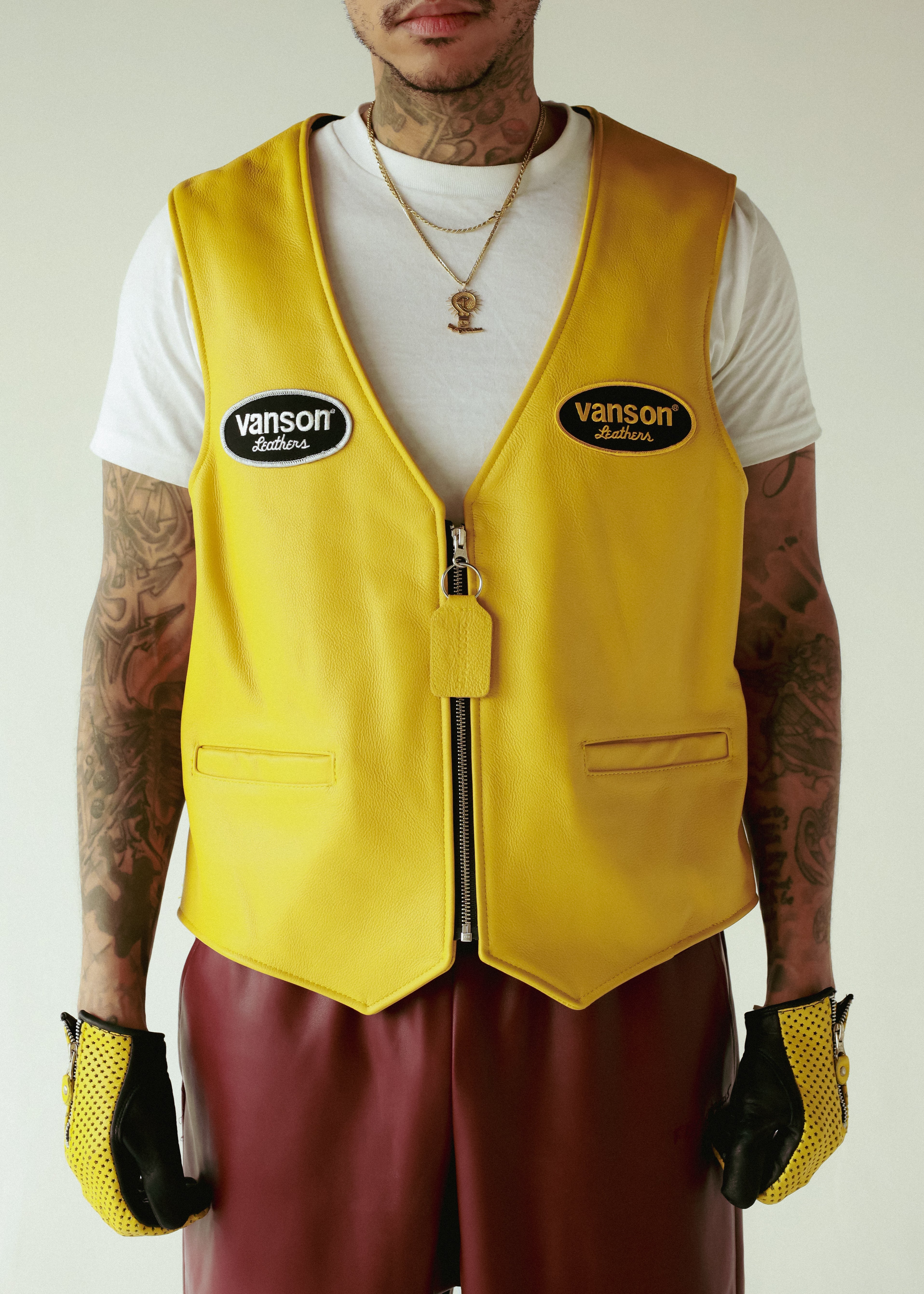 UNISEX VANSON LEATHER VEST | YELLOW | 4-8 WEEKS PRODUCTION