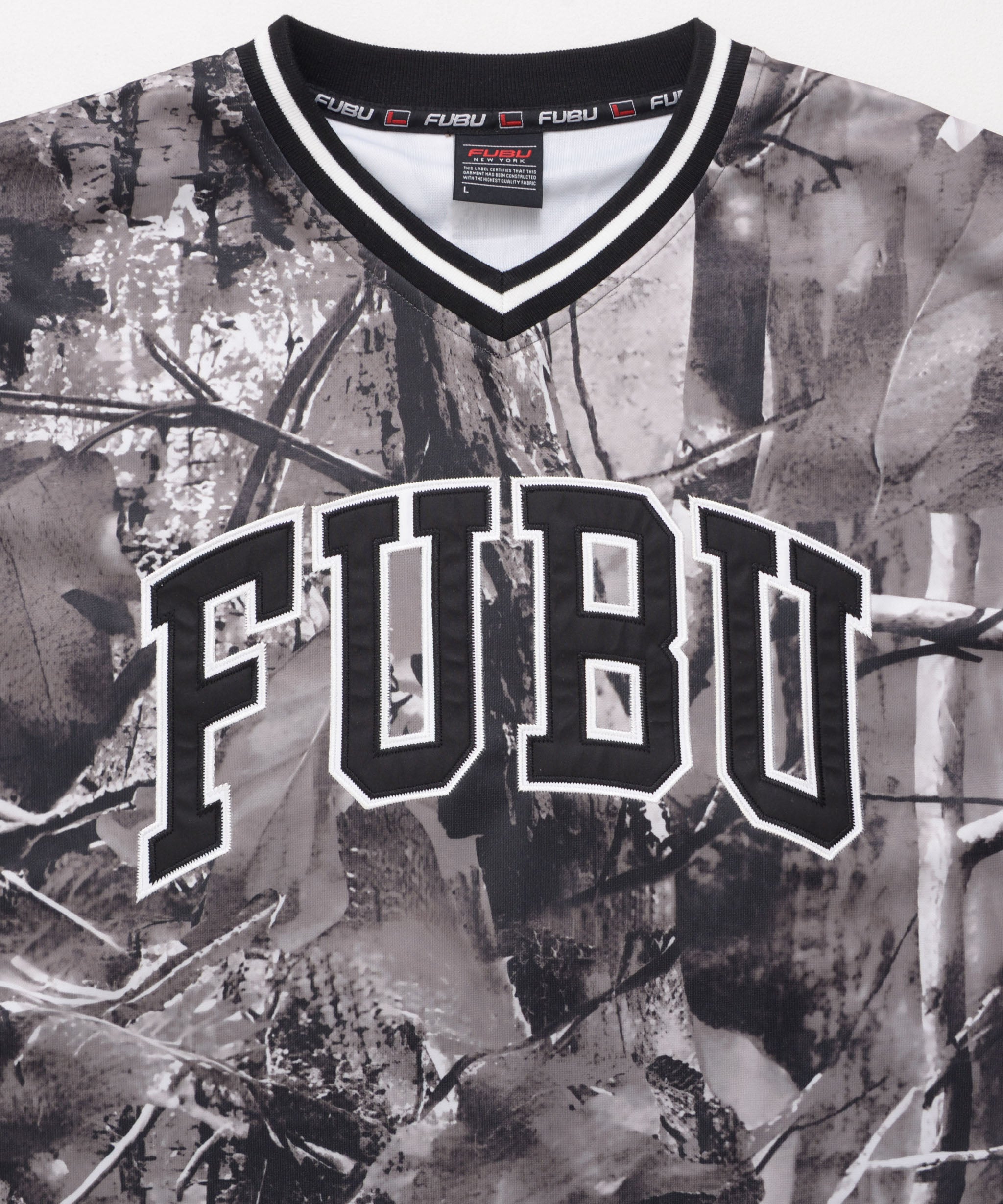 FUBU フブ ロゴ ナンバー ワッペン Vネック ホッケーシャツ ゲーム