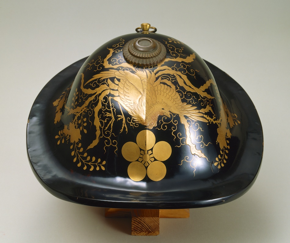 骨董 家紋入 陣笠 武士防具 漆塗 アンティーク インテリア 置物 骨董