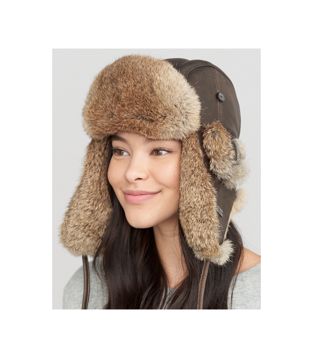 Womens Vintage Rodeo Leather Rabbit Fur Trapper Hat: FurHatWorld.com
