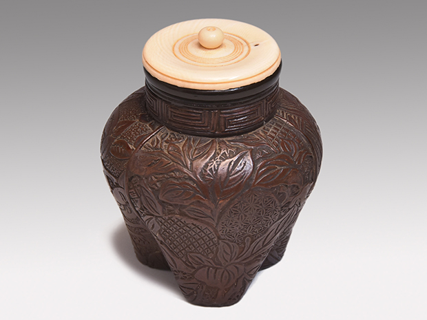 萩 茶入 肩衡茶入 萩焼 江月 仕覆 葛城緞子 茶道具 共箱