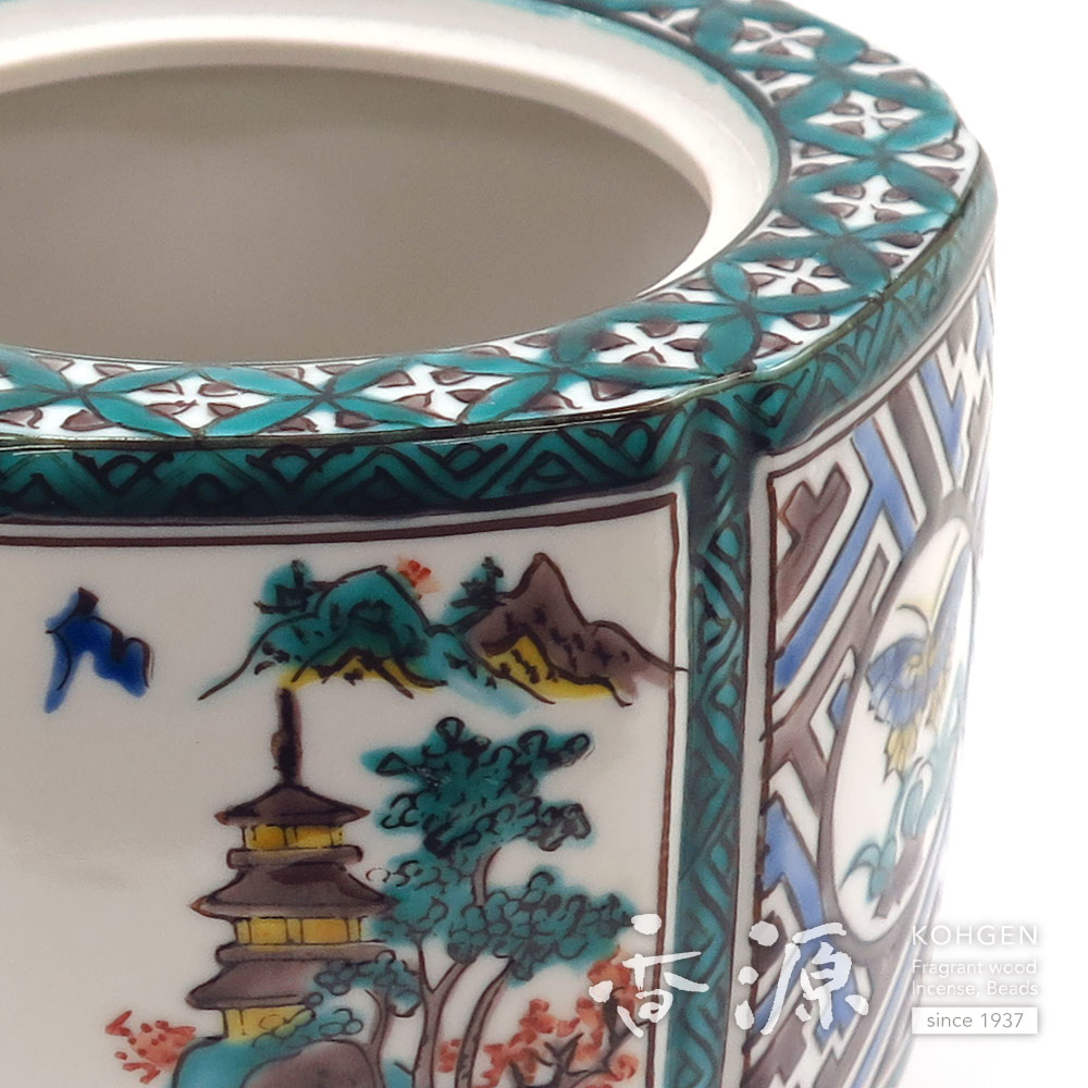 九谷焼 六角香炉 古九谷風 高栄 限定品の通販 - お香専門店香源