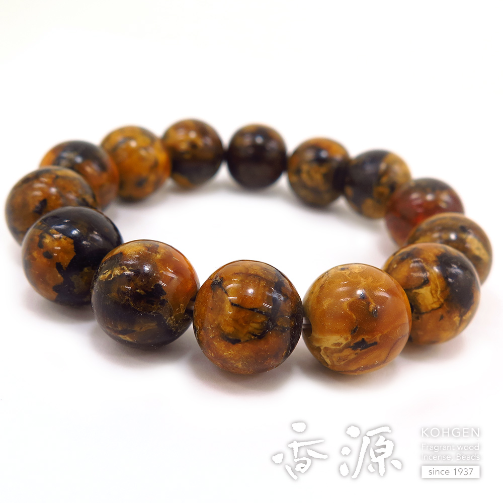 ブレスレット 虎琥珀 15.5mm ストレート 限定品 限定品の通販 - お香