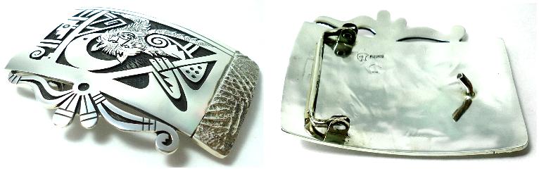 バックル ホピ族製作の オーバーレイ・シルバーバックル