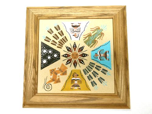 アメリカ先住民ナバホの砂絵 ココペリ柄などのサンドペインティング