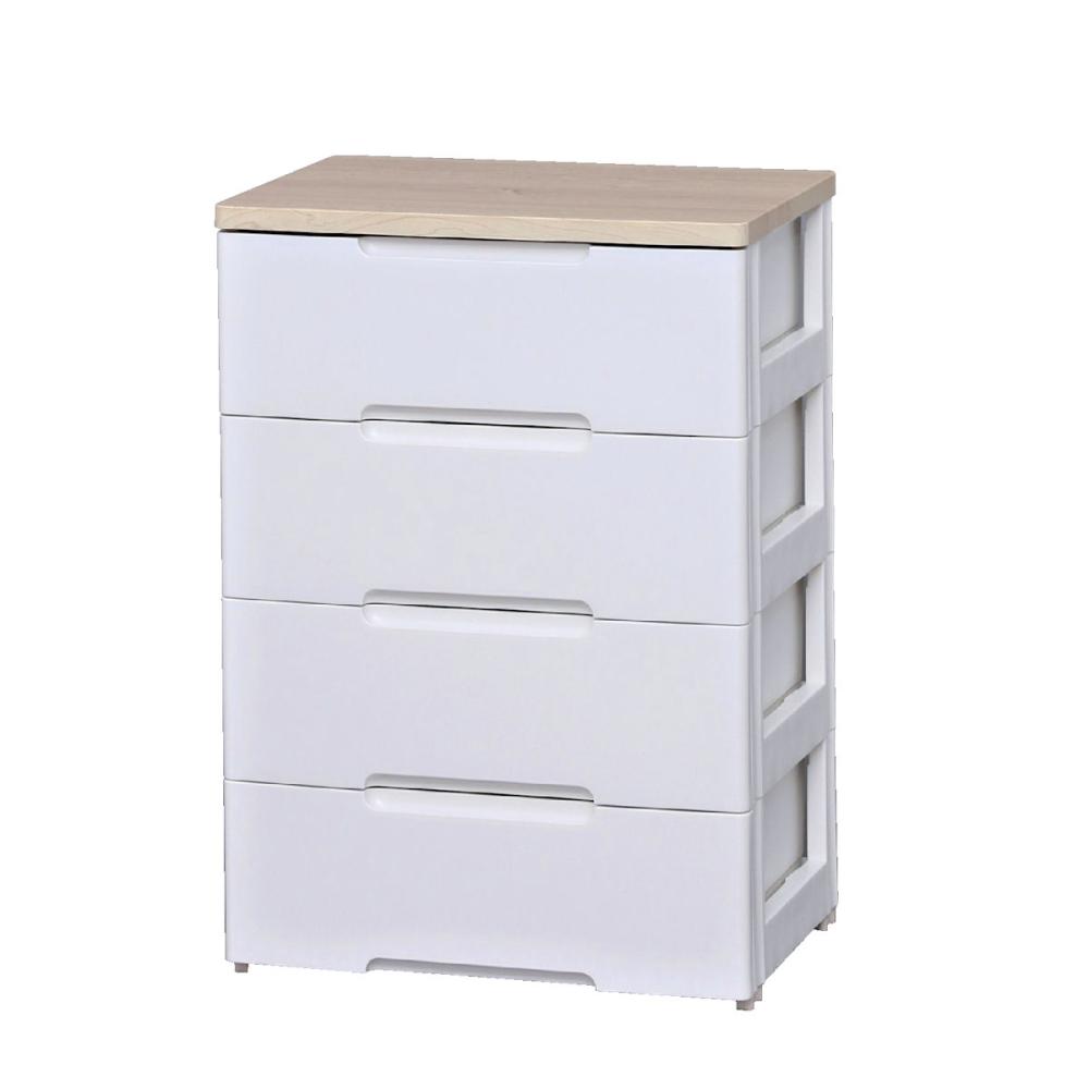 ウッドトップチェスト 幅56cm 4段 ホワイト HG－554 の通販