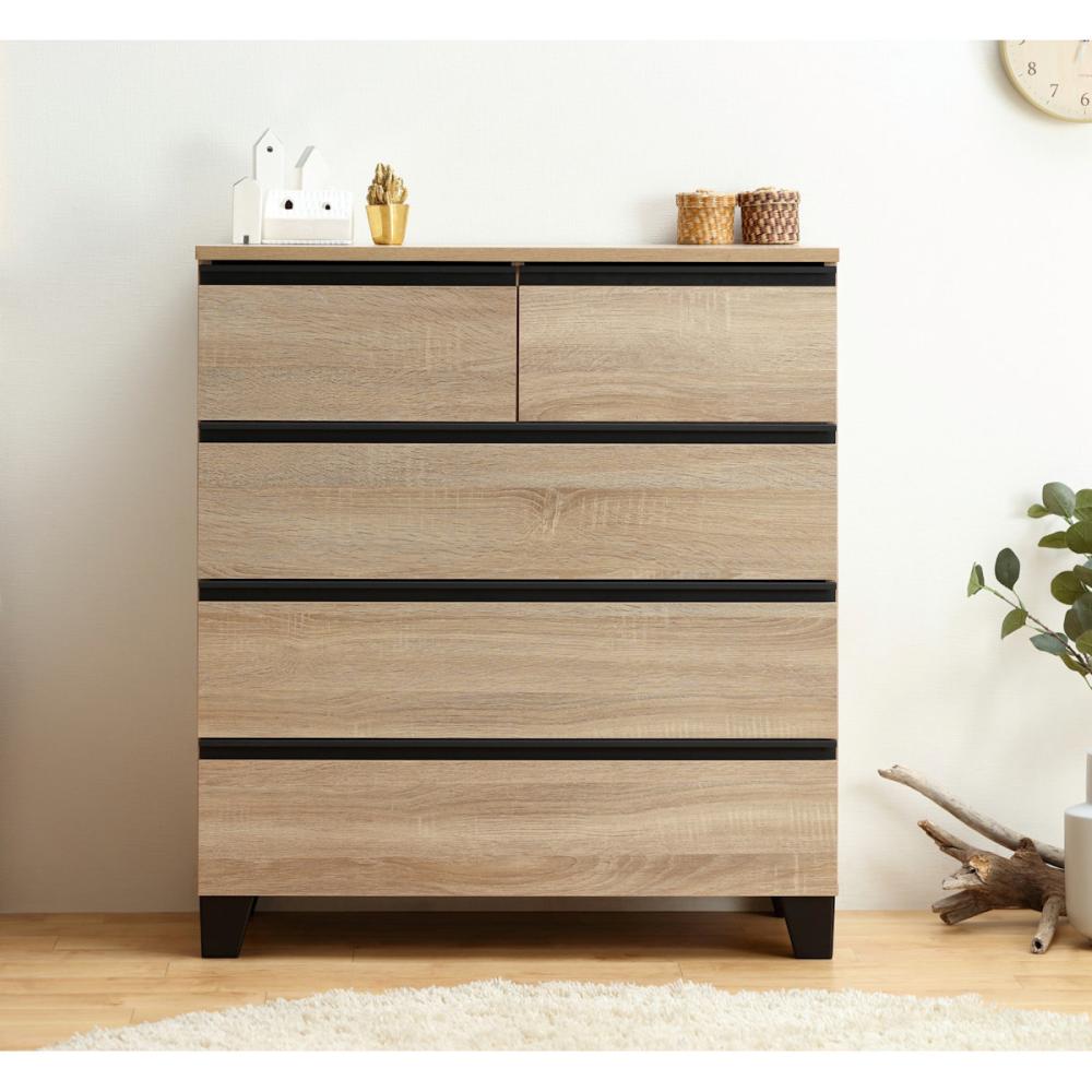 アイリスオーヤマ ウッドチェスト 小引き出し2個1段＋大引き出し3段