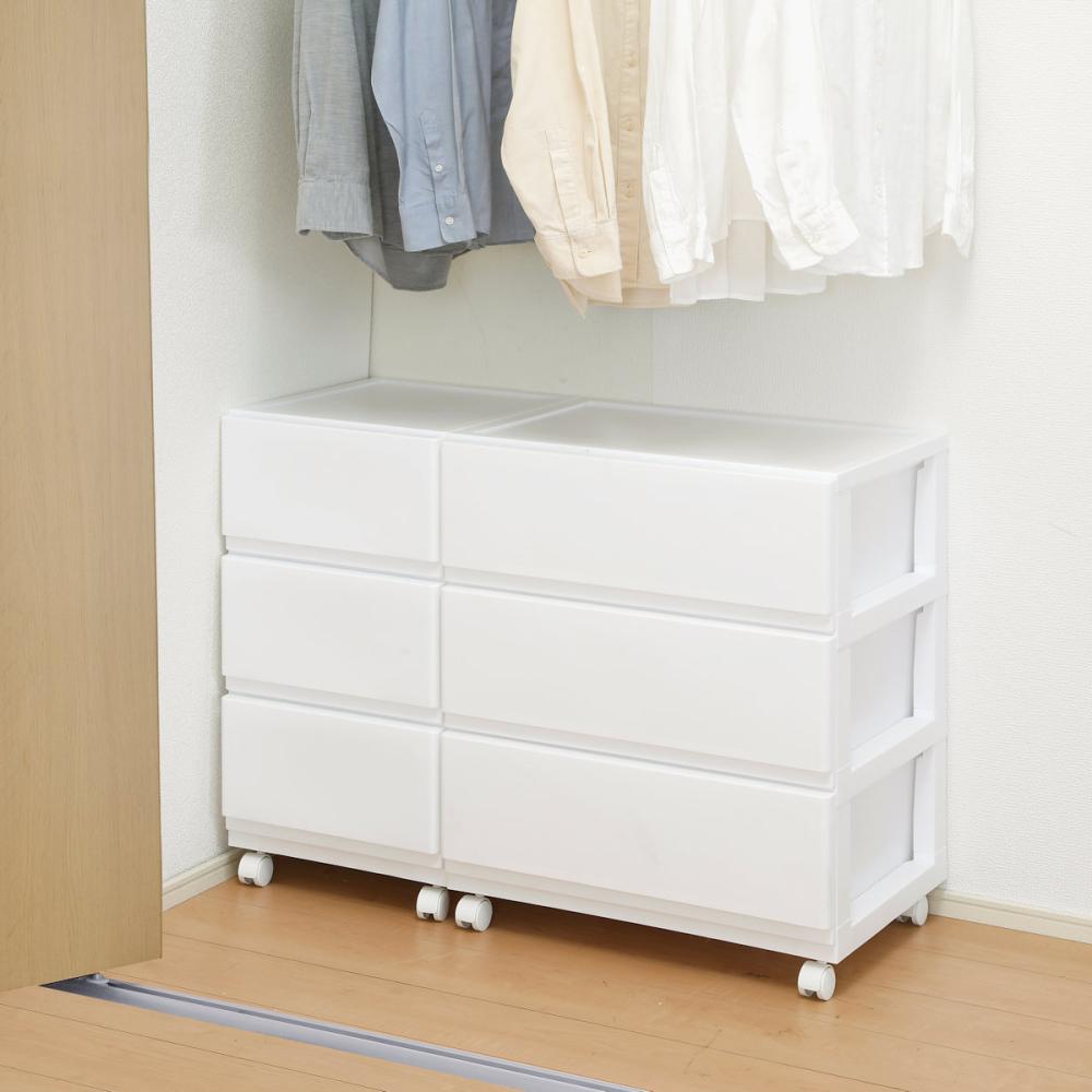 リビングチェスト スリム 3段 ホワイト の通販 | ホームセンター