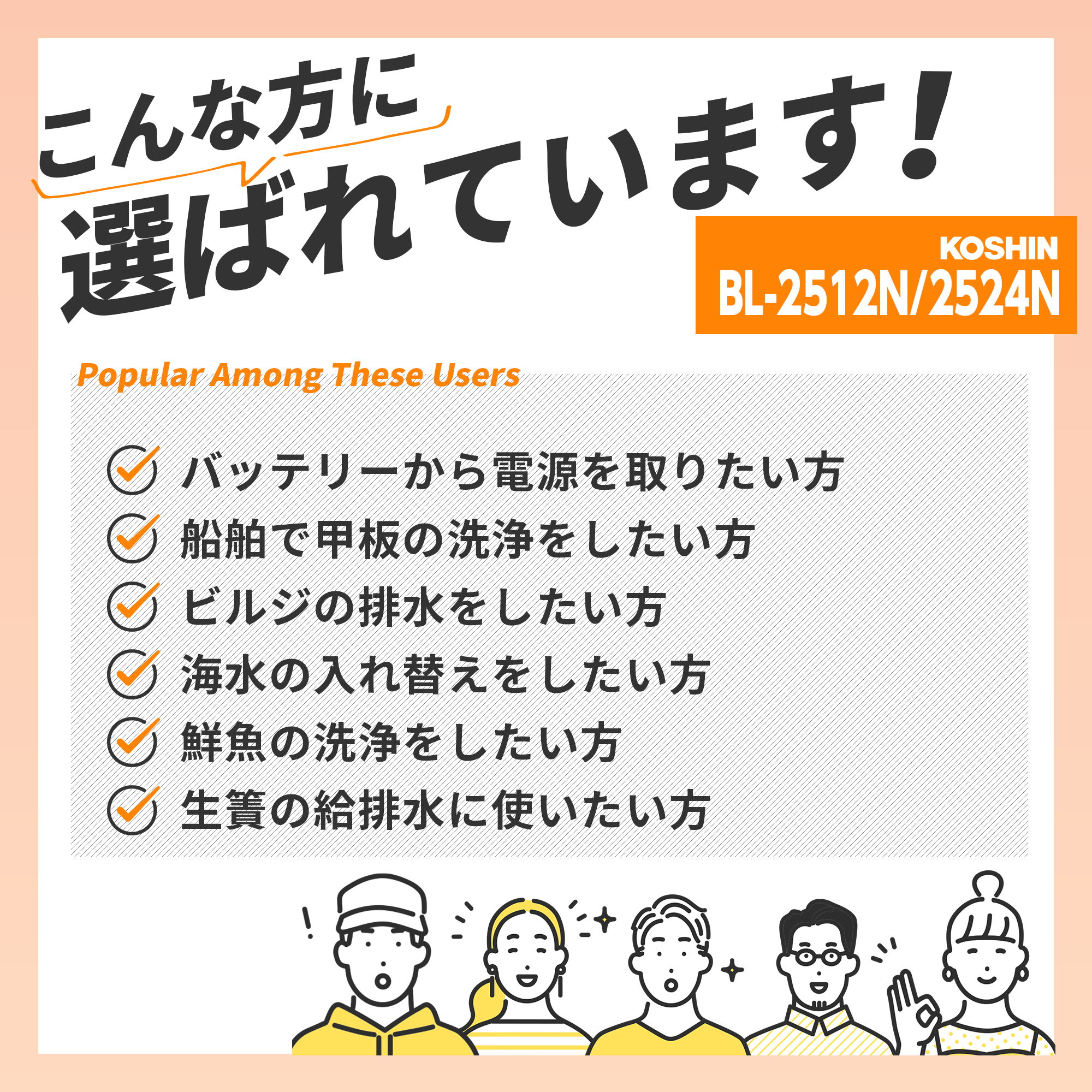 海水用水中ポンプ マリンペット BL-2512N(BL-2512N-AAA-2) BL-2512N