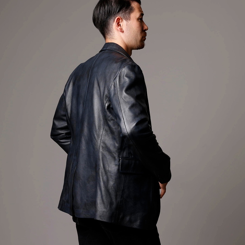 PATRIZIA PEPE ファー切替ラムレザージャケット ネイビー Lamb Leather