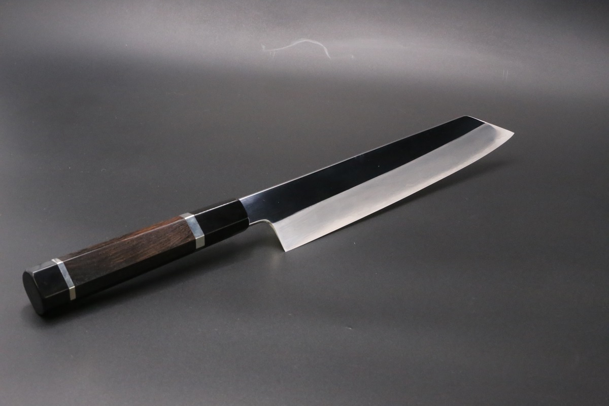 切付牛刀 V金10号 割込み 240mm 両鏡面仕上げ 黒檀柄 中川悟志作-歌舞