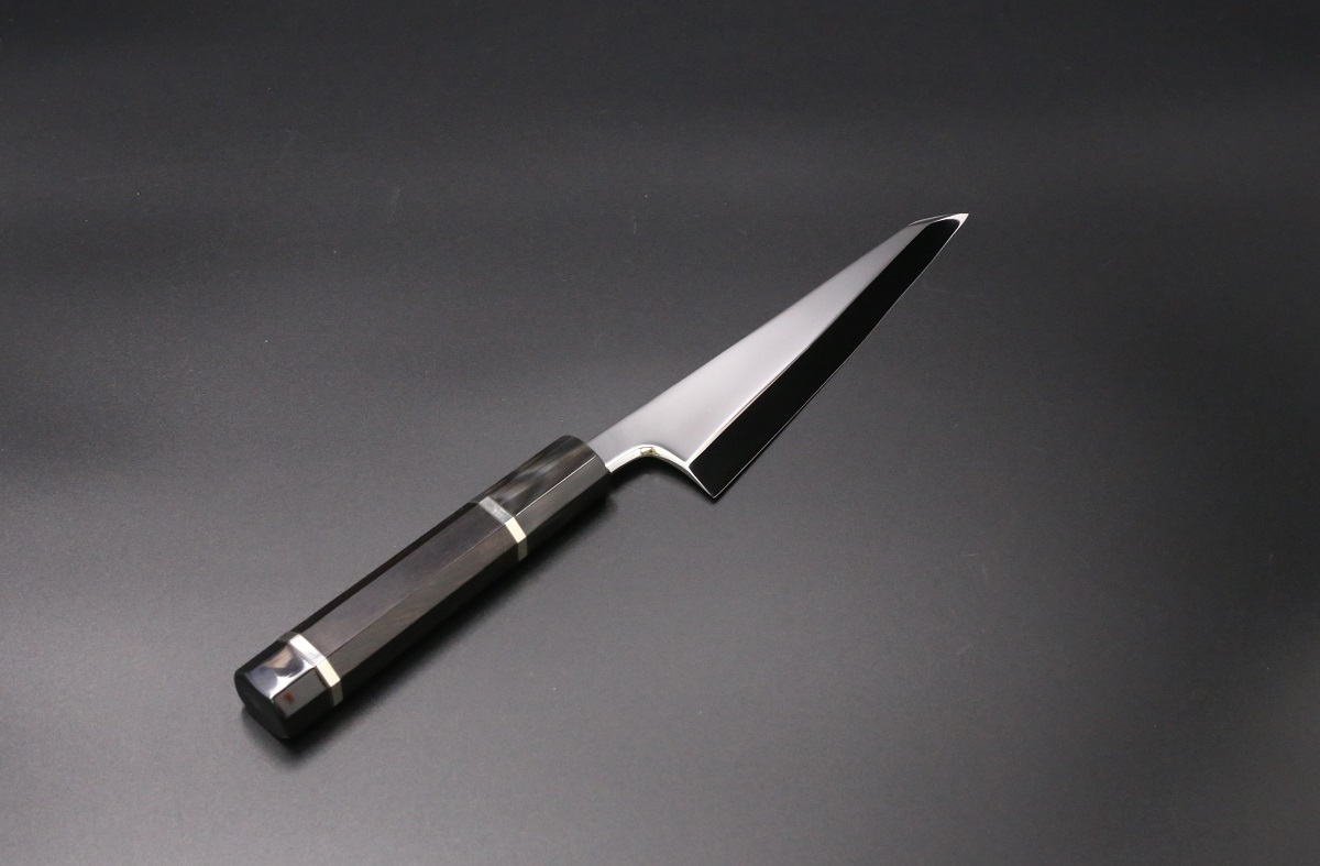 骨スキ V金10号 150mm 全鋼本焼 全鏡面 黒檀柄-歌舞伎ナイフ