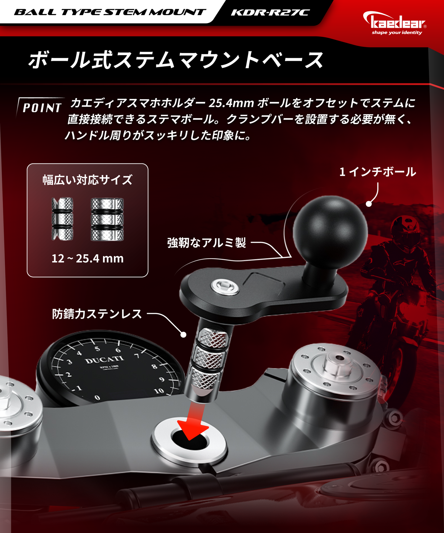 カエディア ステムホールマウント｜1インチボール対応・オフセット設計