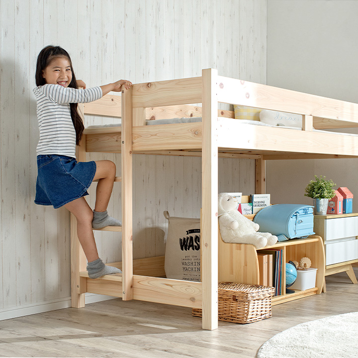 5年保証 国産 コンパクト ロフトベッド CUOPiO Loft(クオピオロフト