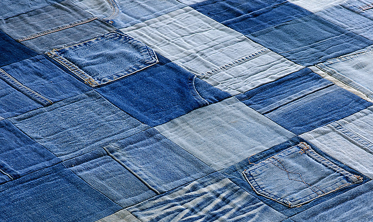 ラグ Patchwork denim rug(パッチワーク デニム ラグ) 200x140cmの通販