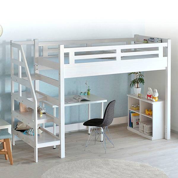 階段付き ハイタイプ ロフトベッド espace(エスパス) 3色対応の通販