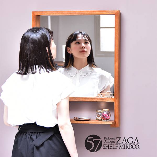 鏡 ZAGA 棚付き壁掛けミラー 小物置きの通販情報 - 家具通販のわくわく