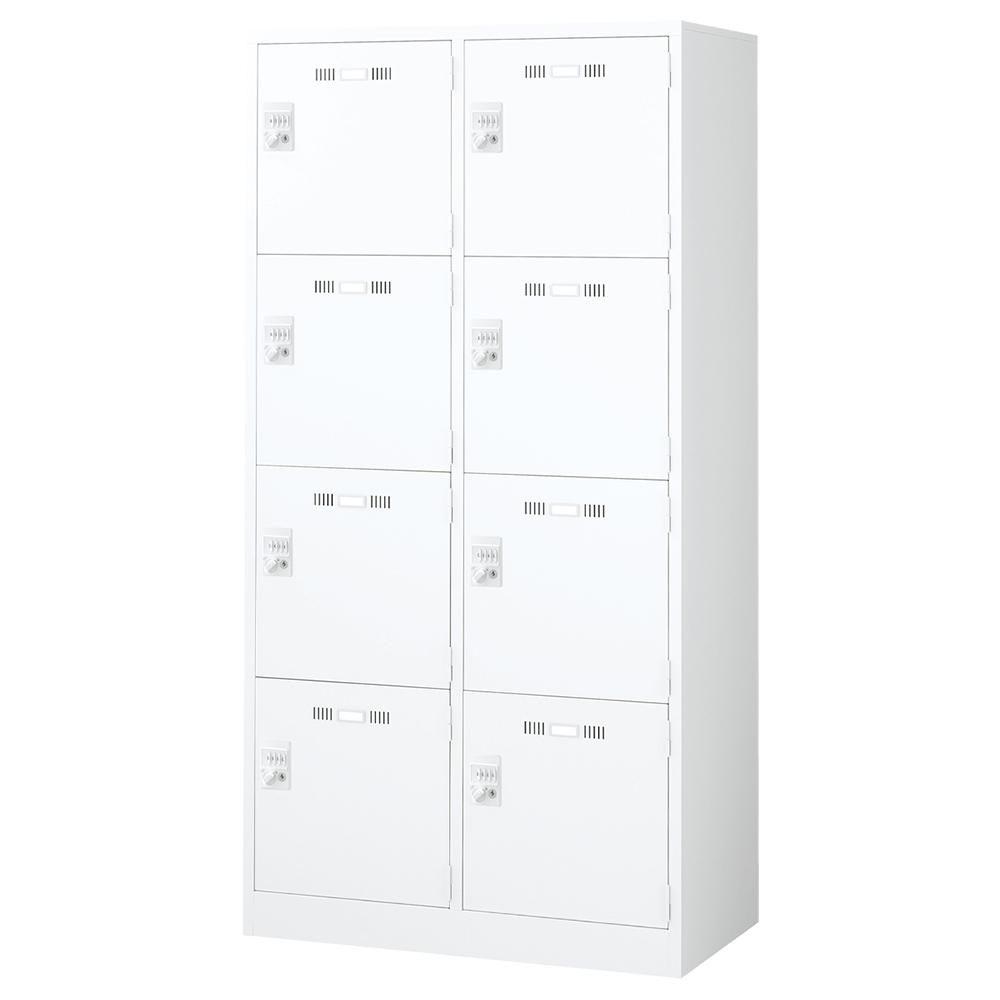 8人用シンプル4段型スチールロッカー 幅900 奥行515 高さ1790 LKA-W8W