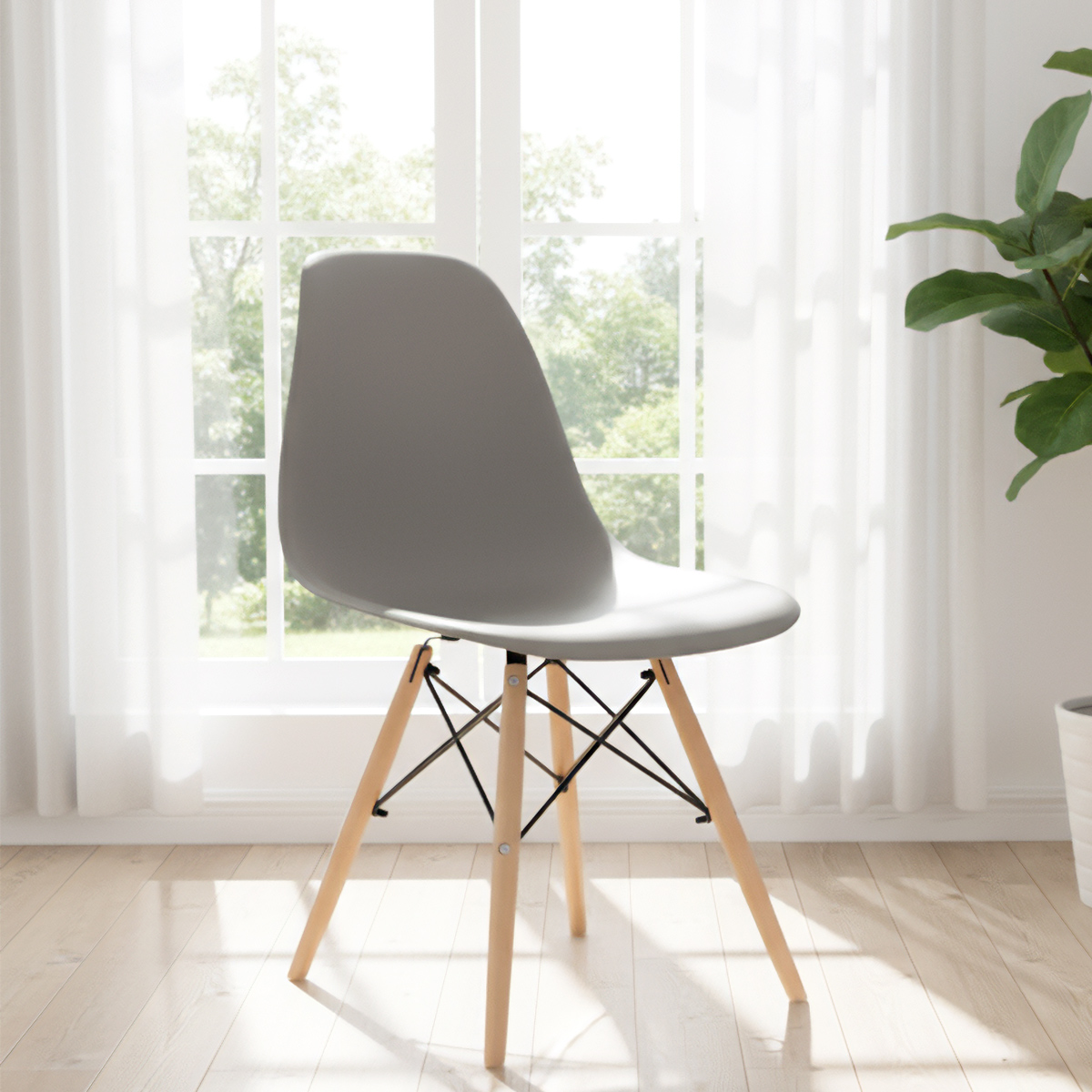 デザインシェルチェアUR 木脚タイプ 幅460 奥行530 高さ800 UR-ECT002