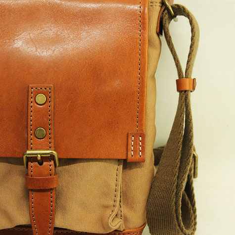 赤さび染め帆布 お出かけミニショルダーバッグ（転校生ベージュ） Ι