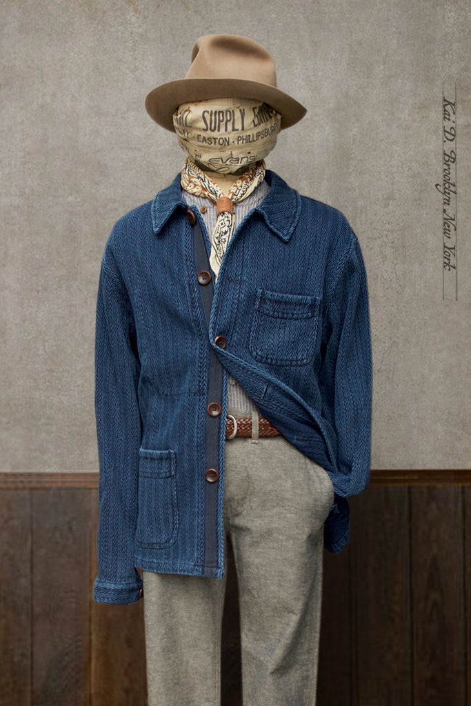 Kai D Utility — Sashiko Chore Jacket - Indigo - XL