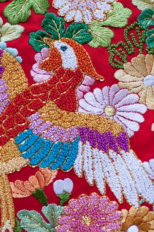 花嫁 正絹 色打掛レンタル 010052 赤 蜀甲 手縫 相良刺繍