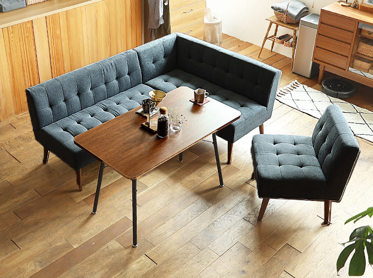 ソファーダイニング4点セット mild（ミルド）ディープブルータイプ