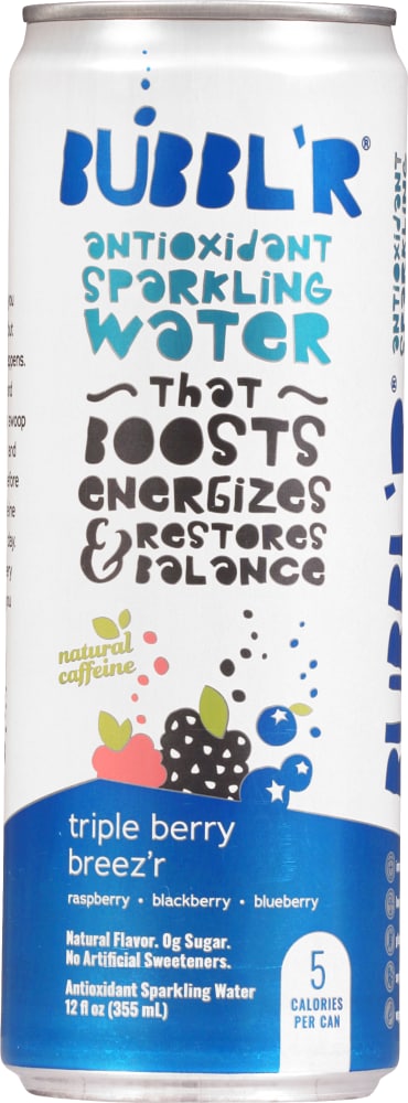 BUBBL'R Triple Berry Breez'r Antioxidant Sparkling Water Can, 12
