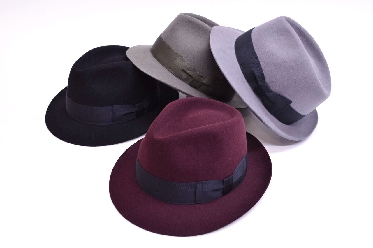 STETSON 飾り羽付き ウールフェルトハット センターデント 撥水加工