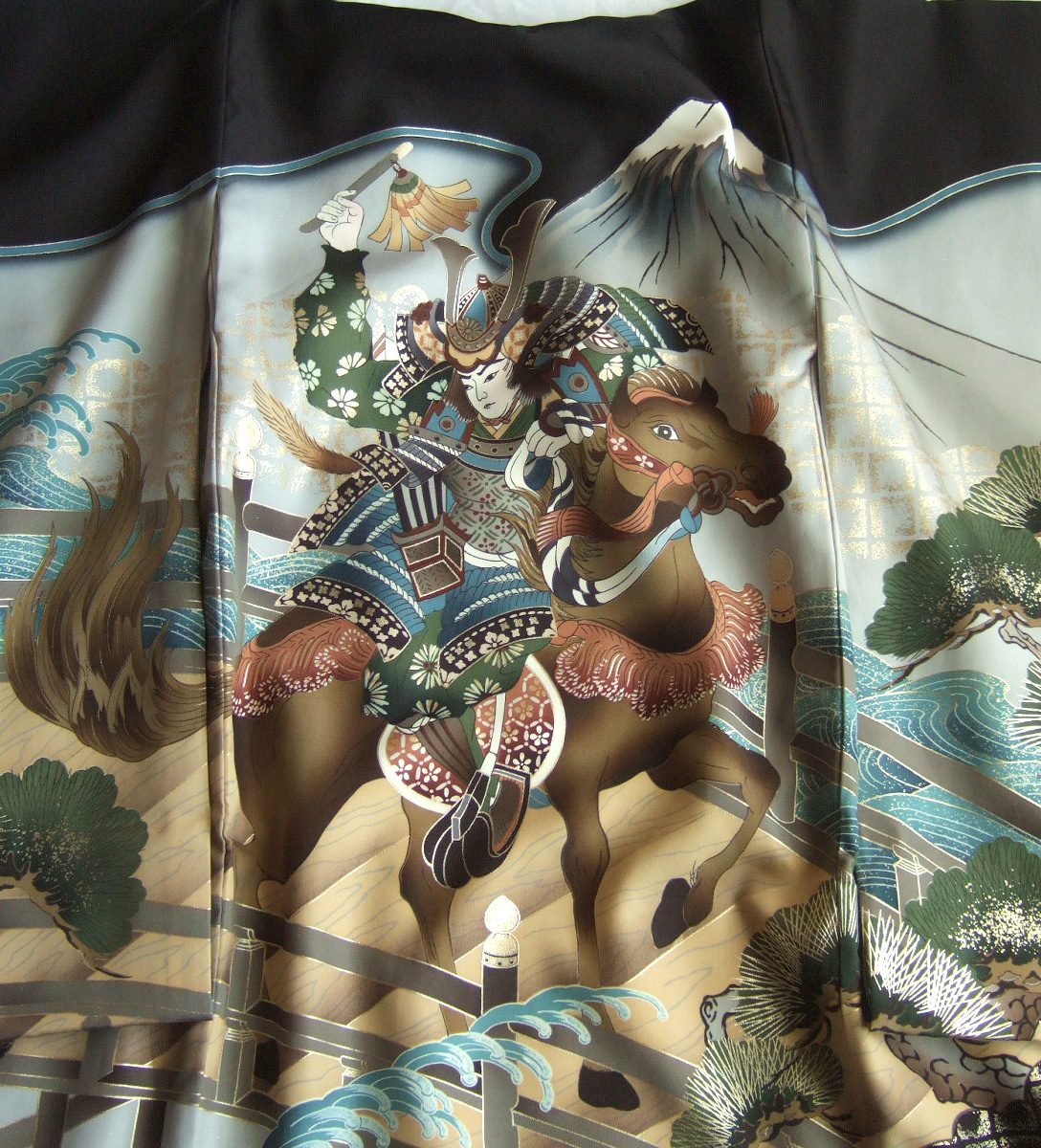 男物お宮参り御祝着】正絹お宮詣り男児初着（長襦袢付）富士山に騎乗の