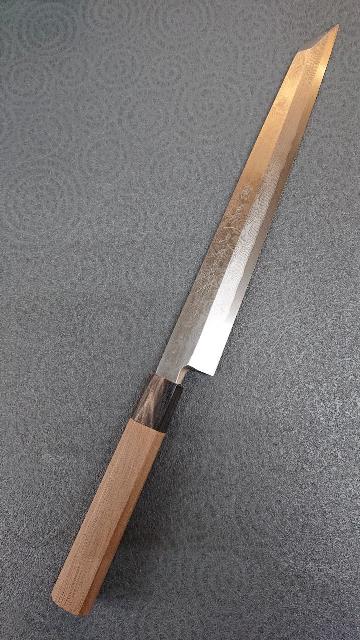 銀三山水紋 切付柳刃300