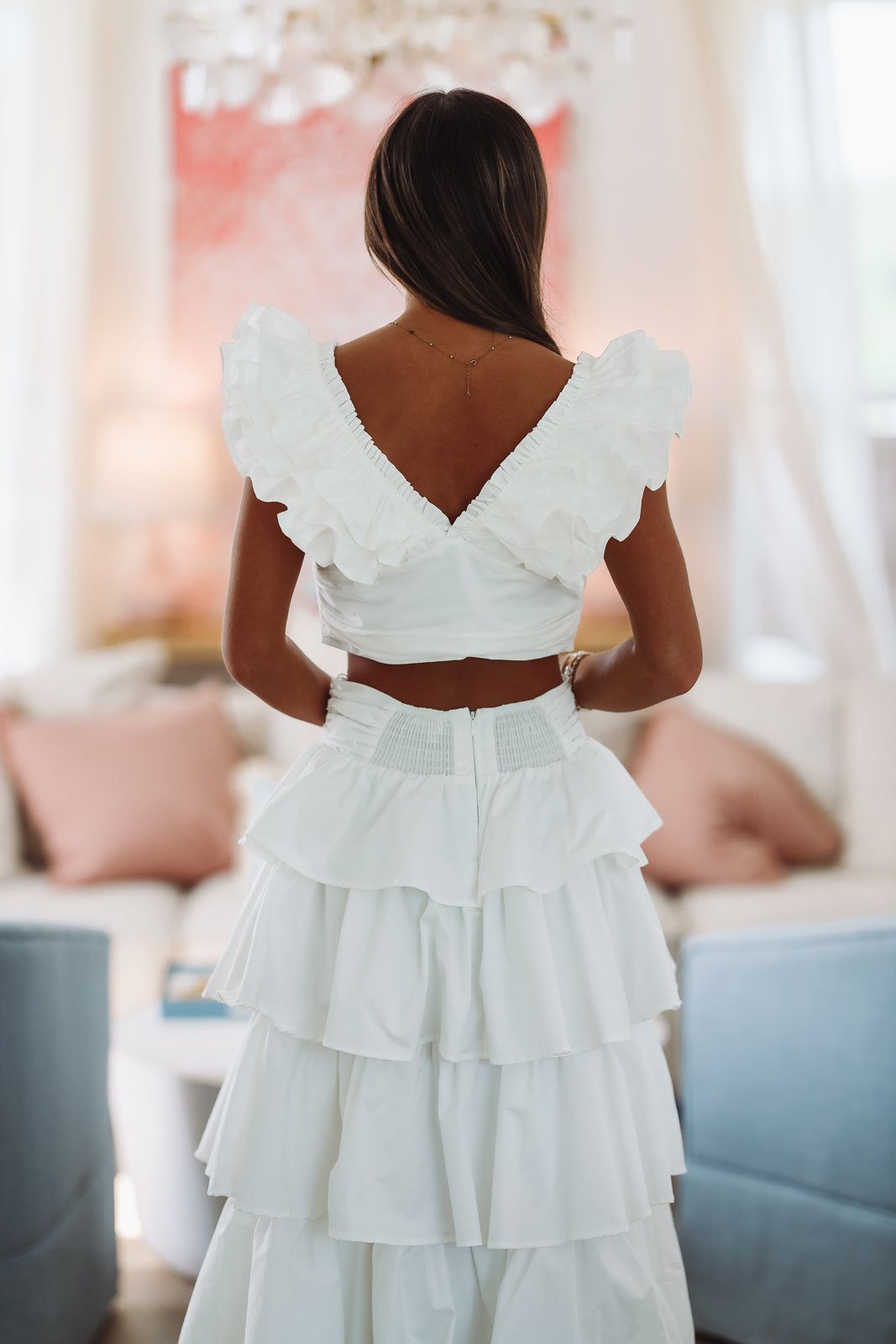 Lemon Zest Ruffled Crop Top - White – Hazel & Olive