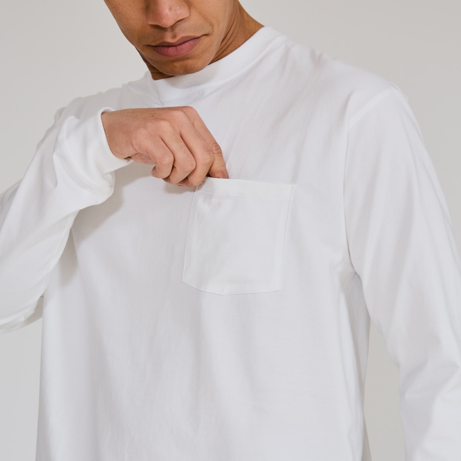 ビーフィーポケットロングスリーブTシャツ ホワイト | ヘインズの公式