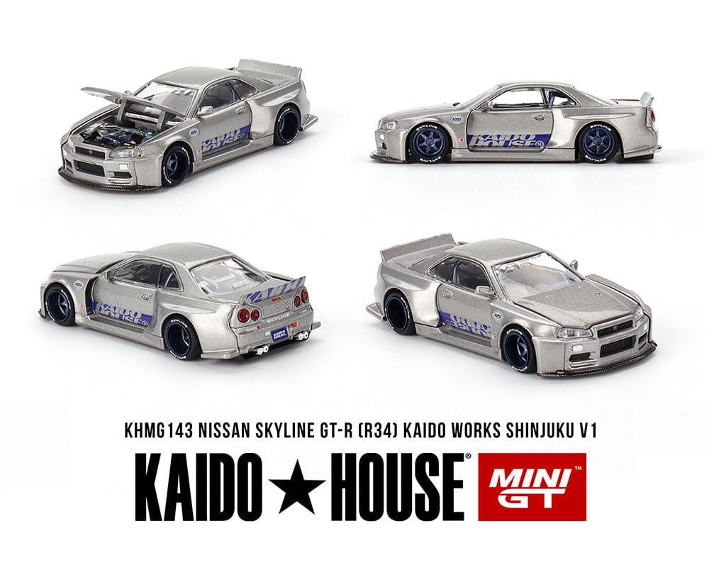 Kaido House Mini GT Nissan Skyline GT-R R34 Shinjuku V1 Silver 1