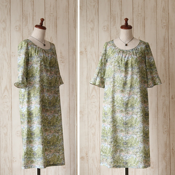 リバティ グレンコットハウス 仕立て アンブレラスリーブ ワンピース