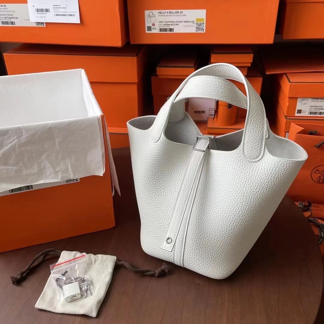 エルメス ピコタンロックPM/18 白 (ホワイト) トリヨンクレマンス