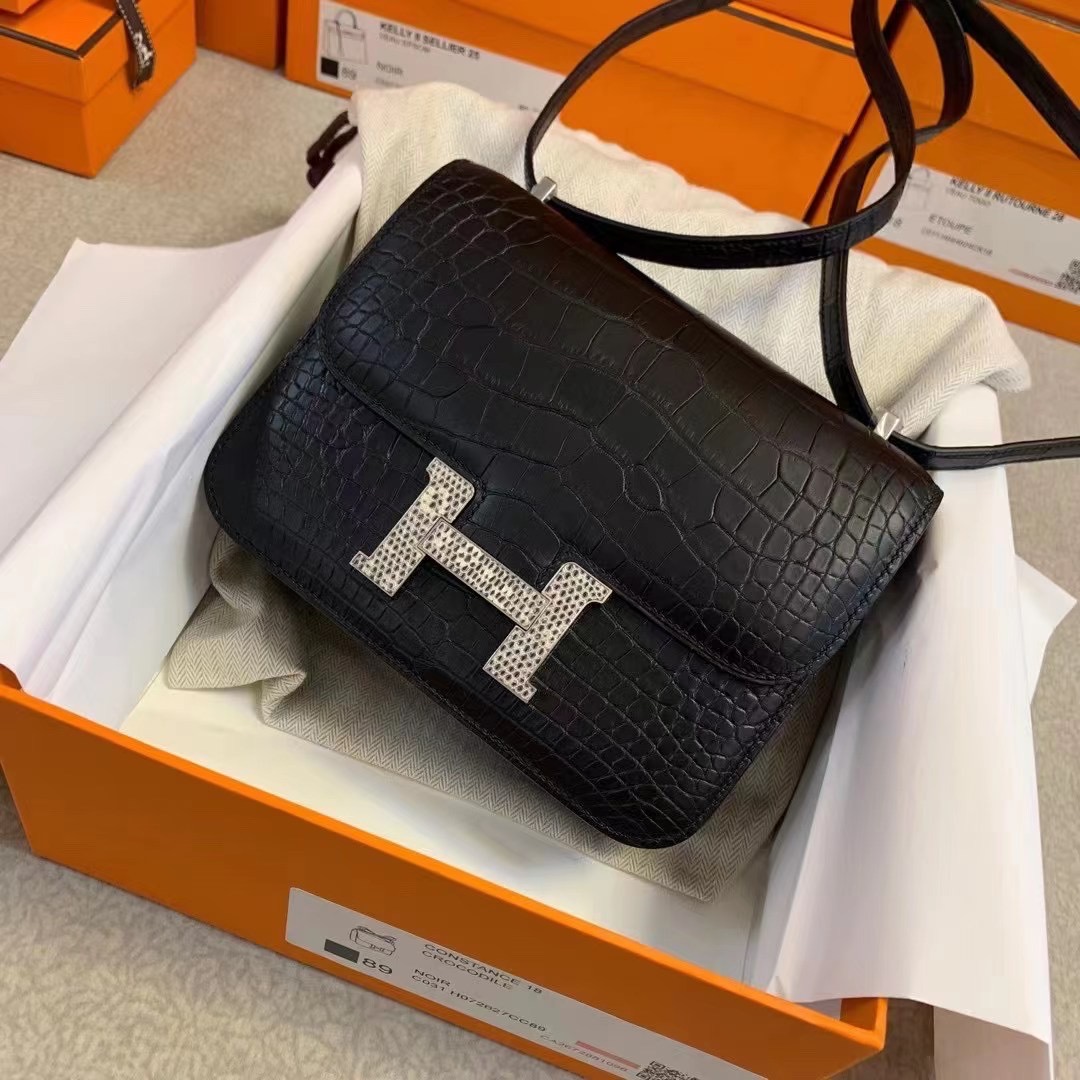 エルメス コンスタンスミニ 黒 ブラック クロコダイル アリゲーター