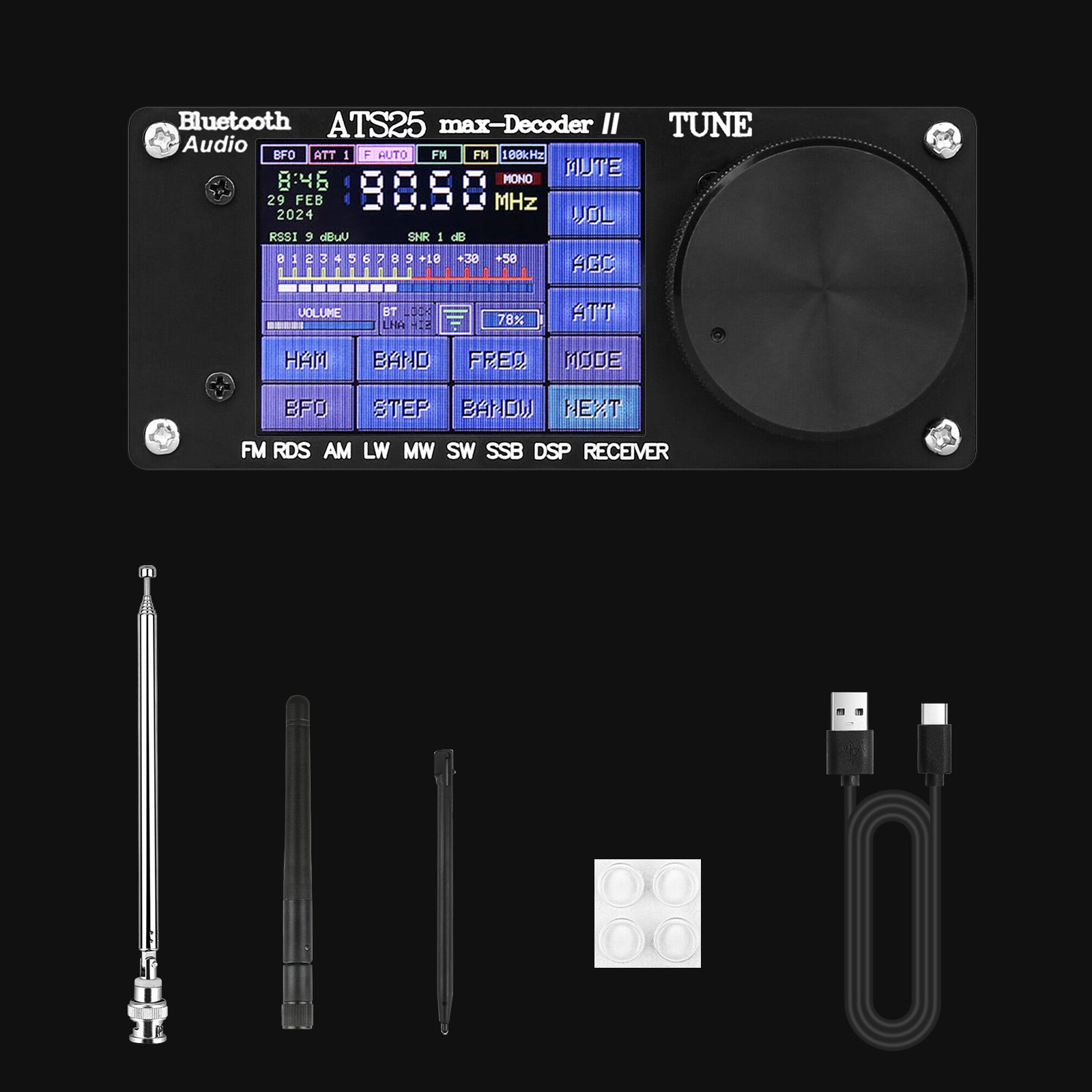 HamGeek ATS25 Max Decoder II Bluetooth Full Band Radio Receiver FM SW