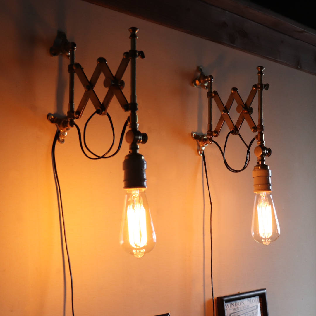 取り付け工事不要】USAアンティーク蛇腹ランプ｜インダストリアル真鍮