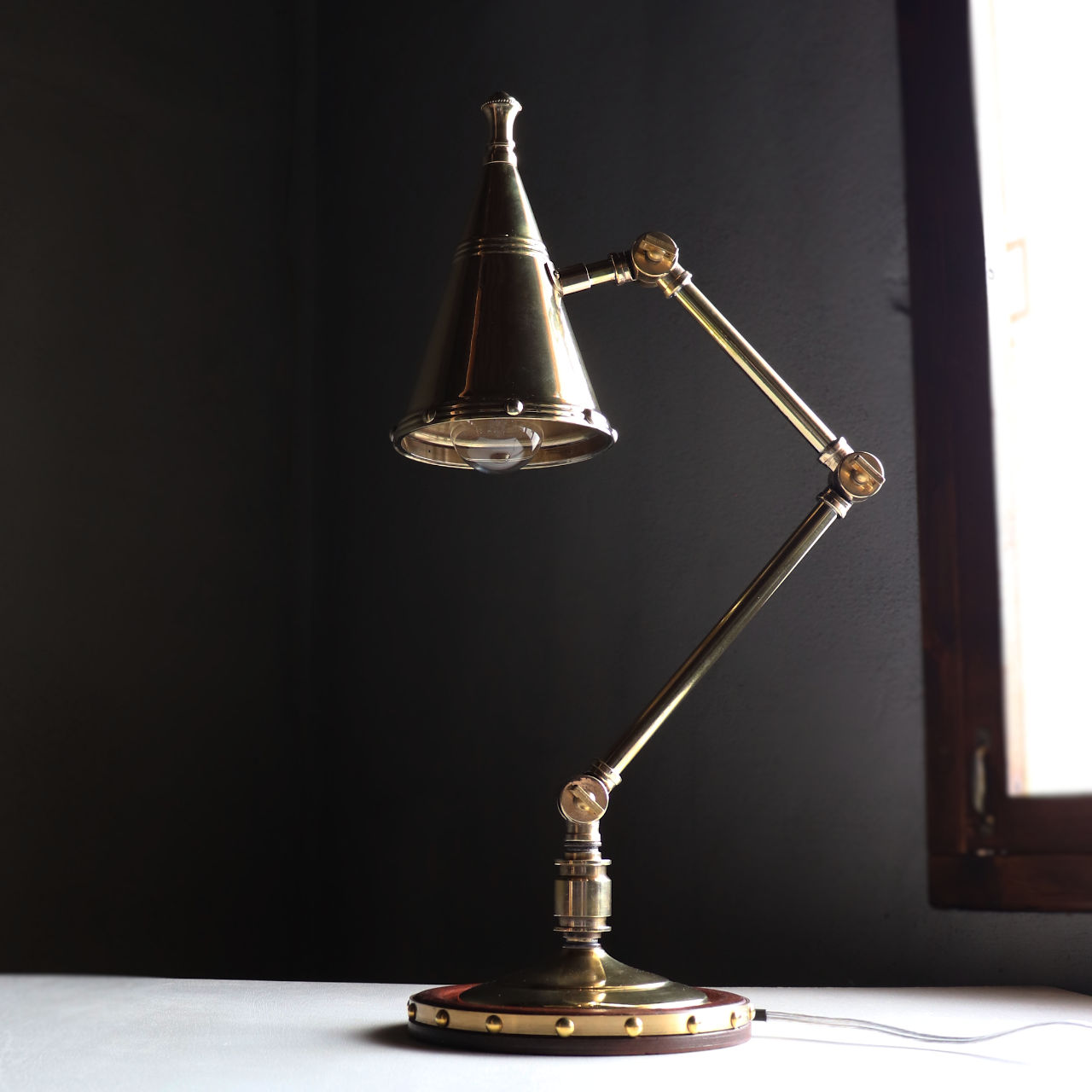 USAヴィンテージインダストリアル角度調整付きデスクライト真鍮・木