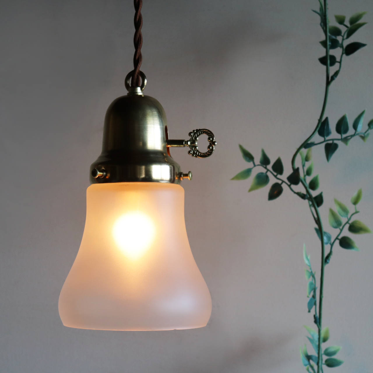 USAヴィンテージフロストガラスシェードペンダントライト吊下照明A