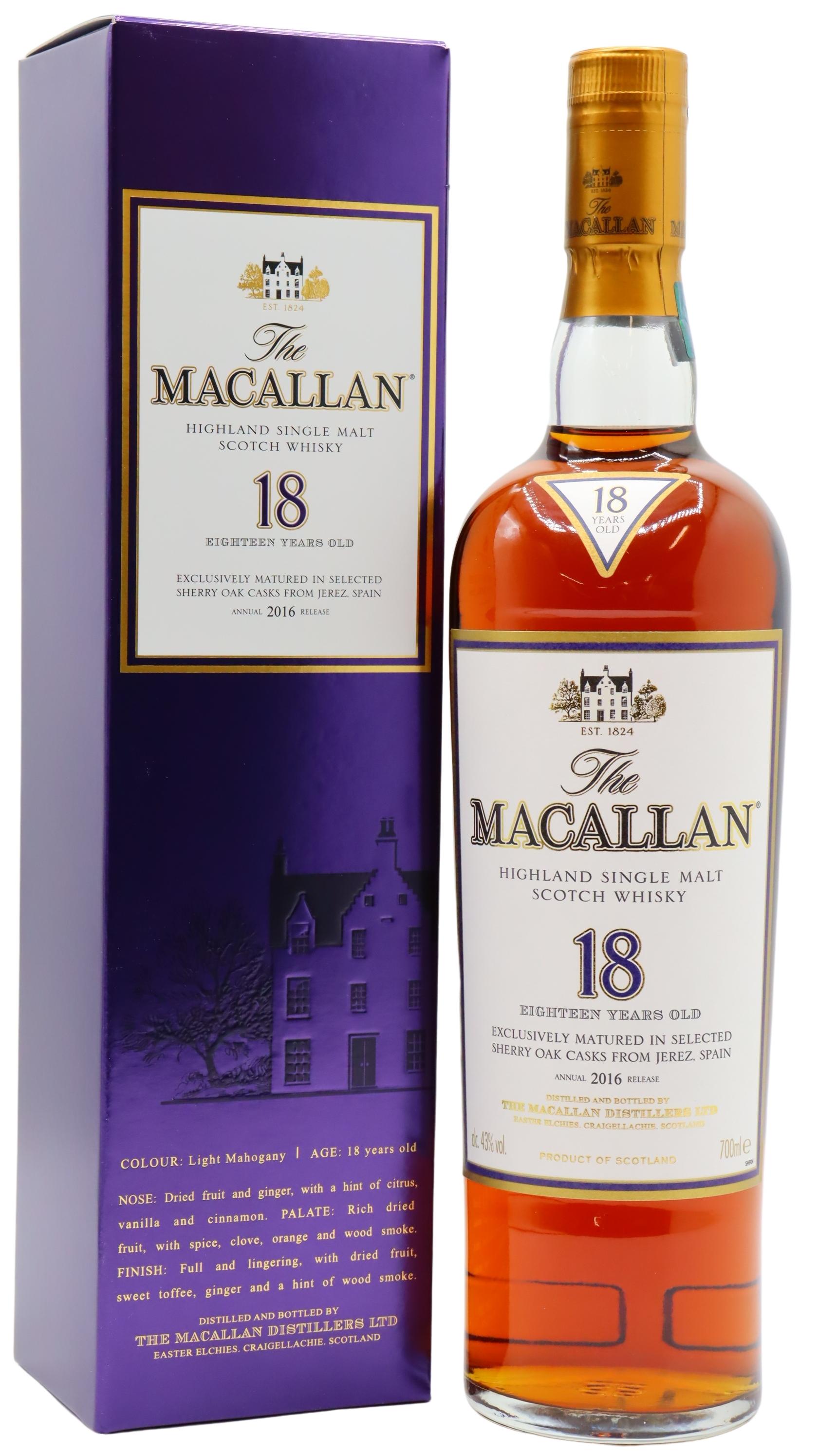 Macallan - 18 year old 2016 Release Sherry Oak Highland Single