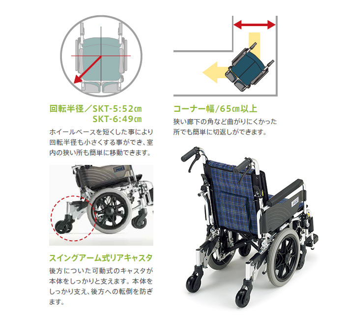 MiKi/ミキ】Skit（スキット） 6輪 SKT-6 ｜車いすの格安通販【車椅子卸