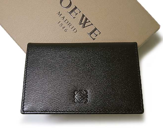 ロエベ 名刺入れ メンズ レディース 型押しレザー ブラック