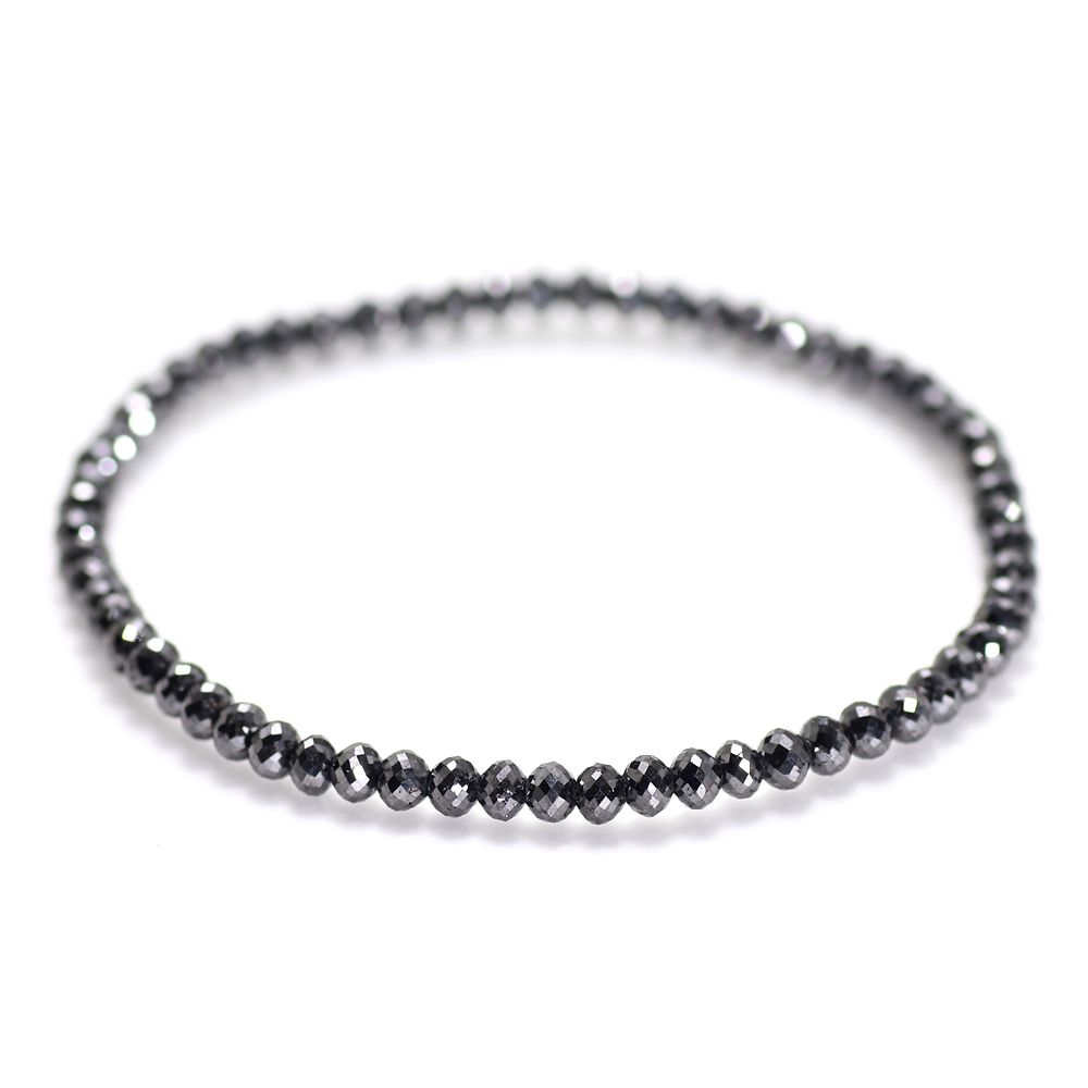 トップクォリティ]ブラックダイヤモンドブレスレット（約3.4-3.6mm玉